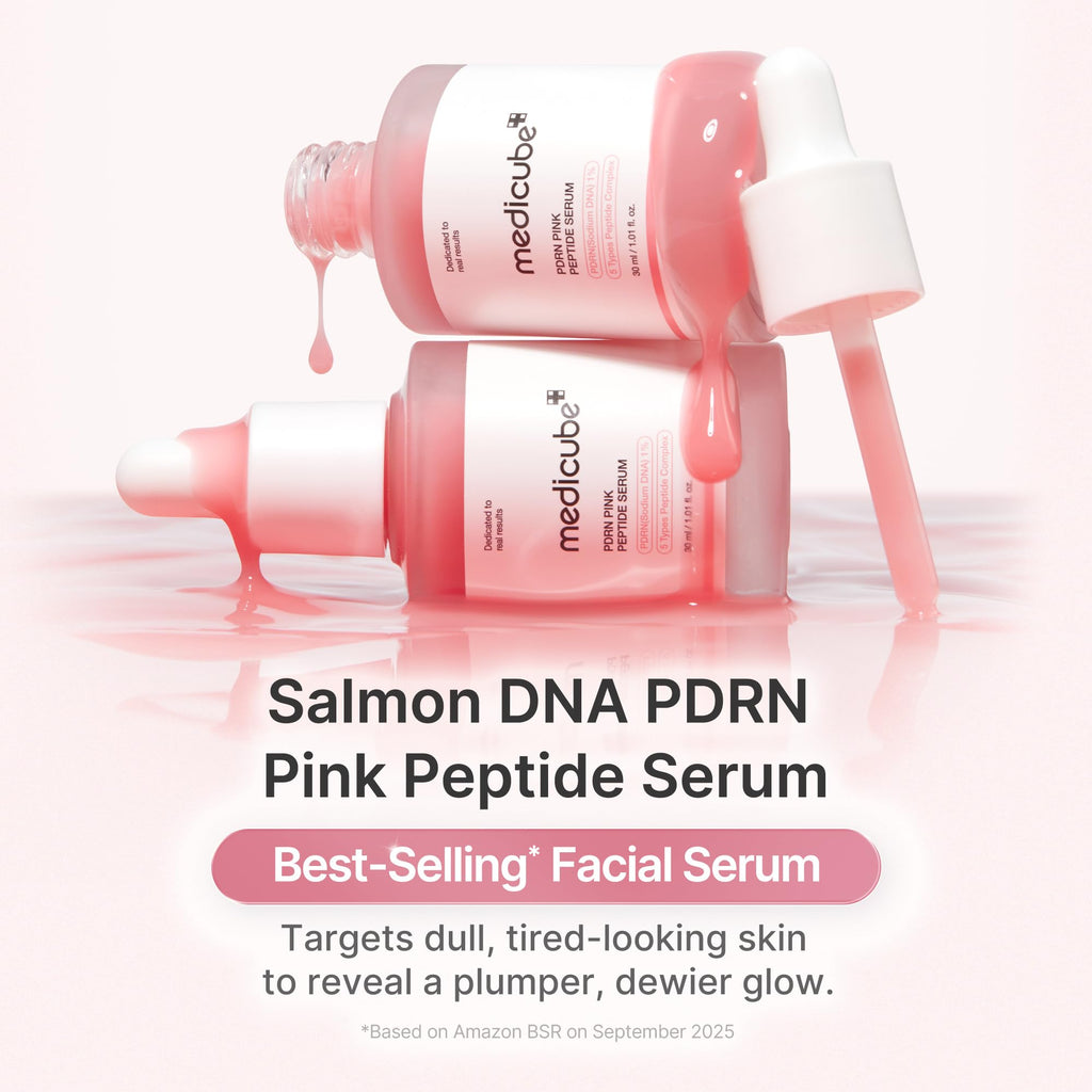 medicube PDRN Pink Peptide Serum with Salmon DNA | Pink Glow Serum with Peptides & Niacinamide for Hydration & Firm-Looking Skin | Uneven Tone Care