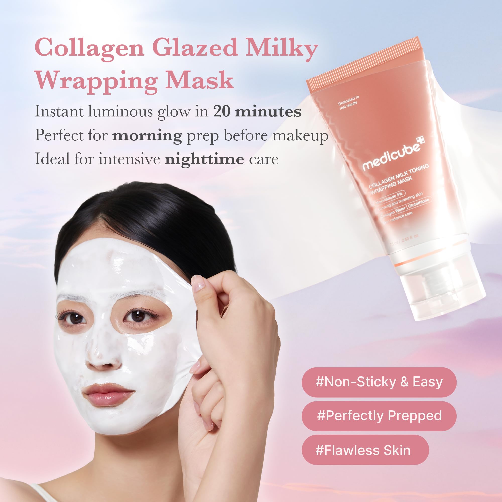 Medicube Wrapping Mask Collagen Overnight Peel Off Facial Mask | Elasticity & Hydration Care, Reduces Sagging & Dullness | Hydrolyzed Collagen For Glowing Skin
