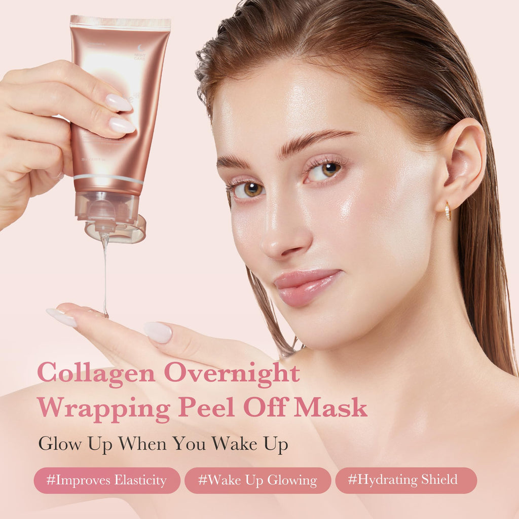 Medicube Wrapping Mask Collagen Overnight Peel Off Facial Mask | Elasticity & Hydration Care, Reduces Sagging & Dullness | Hydrolyzed Collagen For Glowing Skin