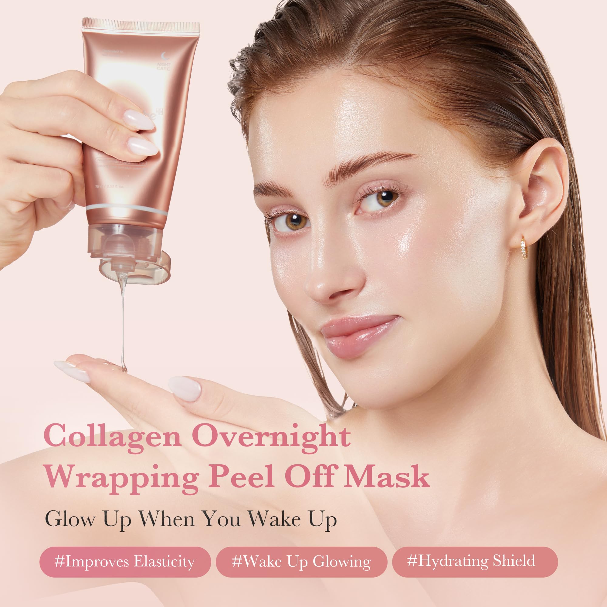 Medicube Wrapping Mask Collagen Overnight Peel Off Facial Mask | Elasticity & Hydration Care, Reduces Sagging & Dullness | Hydrolyzed Collagen For Glowing Skin